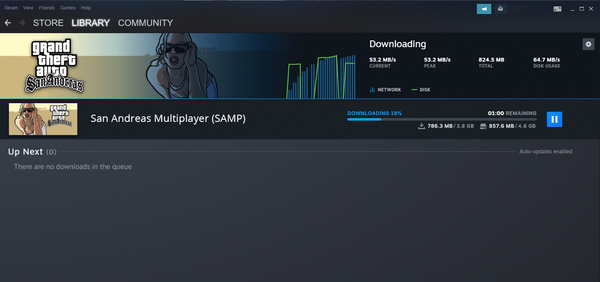 San Andreas Multiplayer being installed on Steam